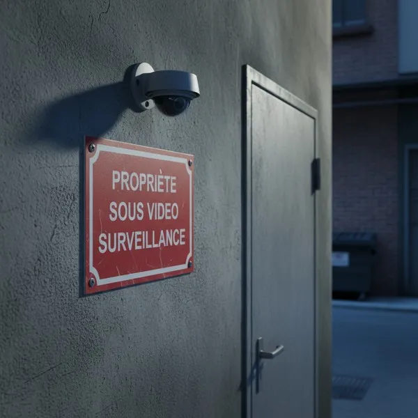 Panneau vidéosurveillance propriété privée extérieur – Sécurité