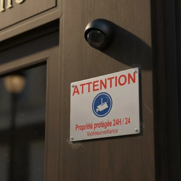 Panneau vidéosurveillance 24H/24 – Attention propriété protégée