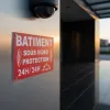 Panneau bâtiment sous surveillance caméra vidéo 24h/24