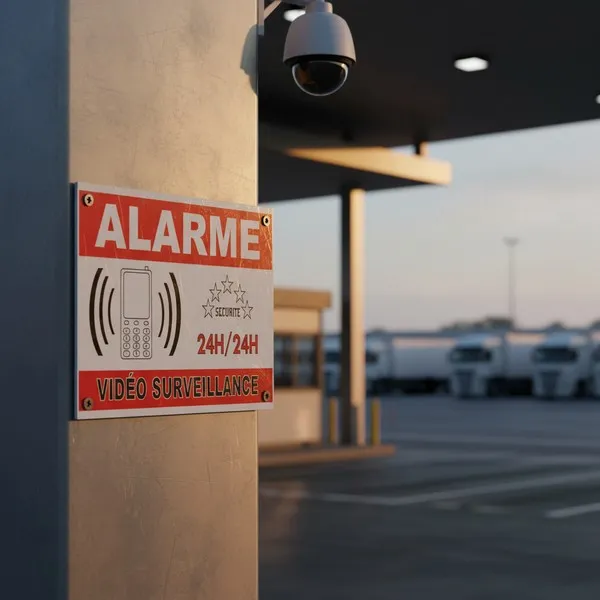Panneau vidéosurveillance et alarme : Site protégé par caméra