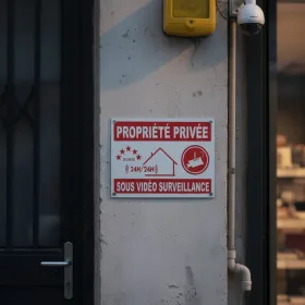 Panneau vidéo surveillance 24h/24 propriété privée - sécurité