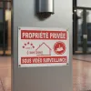 Panneau propriété privée accès interdit avec vidéosurveillance