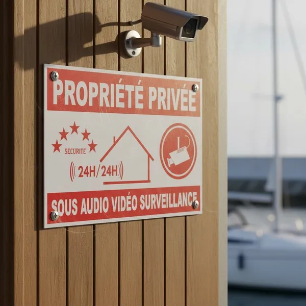 Propriété privée : Panneau sous surveillance audio et vidéo