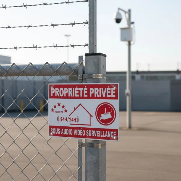 Propriété privée : Panneau sous surveillance audio et vidéo