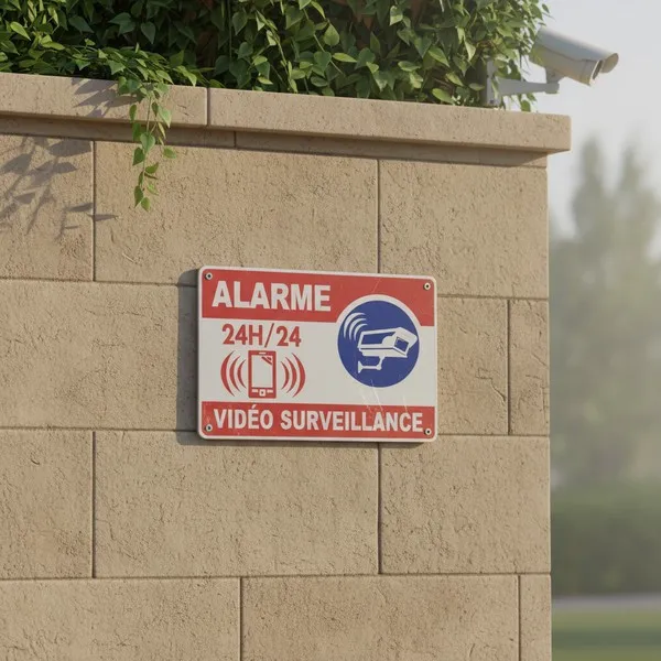 Panneau de signalétique site protégé par alarme et vidéo