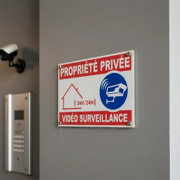 Panneau propriété privée vidéo surveillance accès interdit