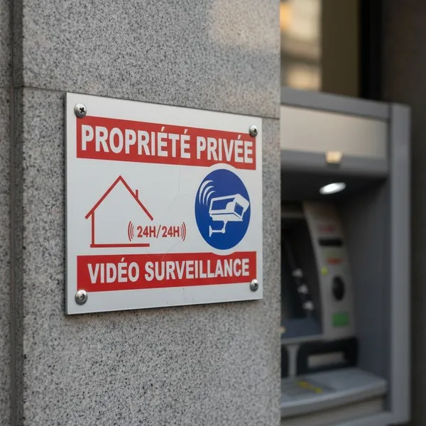 Panneau propriété privée vidéo surveillance accès interdit
