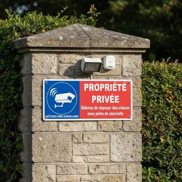 Panneau propriété privée – Interdit de déposer des ordures
