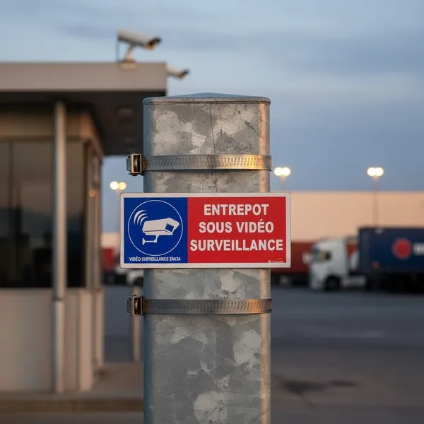 Panneau Entrepôt sous vidéo surveillance 24h 24