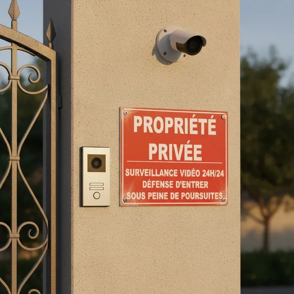 Panneau Propriété Privée extérieur - surveillance 24h/24