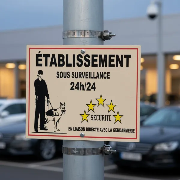 Vidéo surveillance 24h/24 – Panneau Établissement sous surveillance