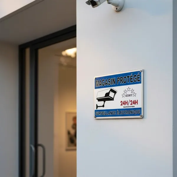 Panneau magasin protégée – Panneau vidéo surveillance