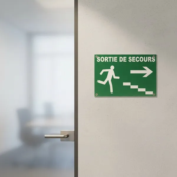 Panneau Sortie de secours escalier à droite photoluminescent