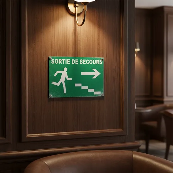 Panneau Sortie de secours escalier à droite photoluminescent