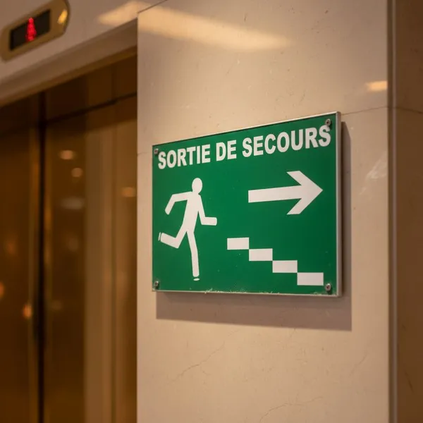 Panneau Sortie de secours escalier à droite photoluminescent
