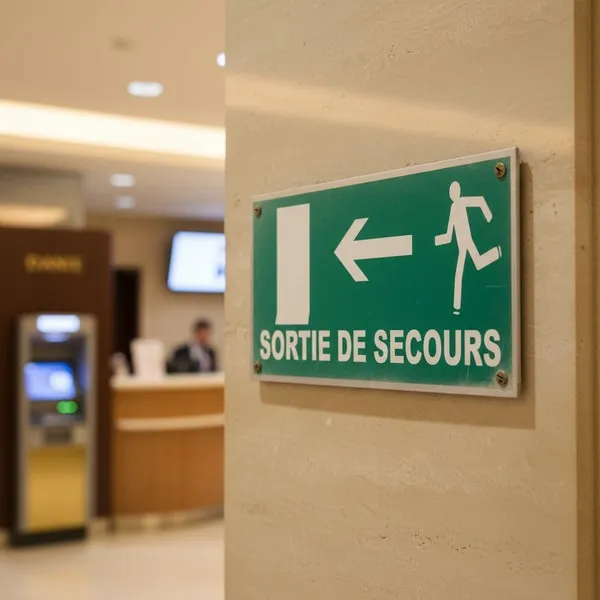 Panneau Sortie de Secours Gauche avec Porte | Signalétique Évacuation
