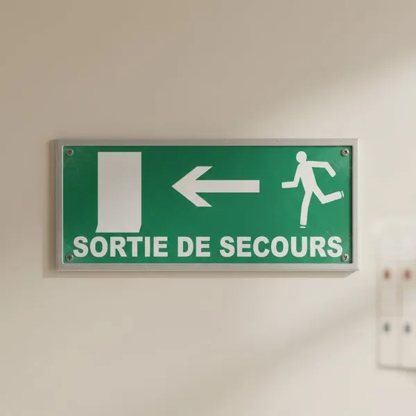 Panneau Sortie de Secours Gauche avec Porte | Signalétique Évacuation