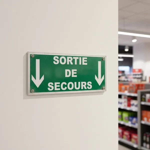 Panneau Sortie de secours en bas – Panneau évacuation