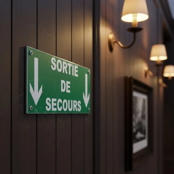 Panneau Sortie de secours en bas – Panneau évacuation