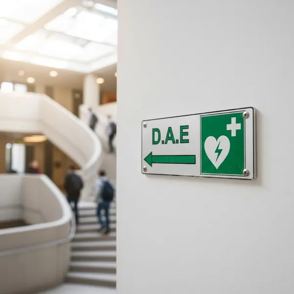 Panneau défibrillateur flèche gauche – Signalétique sécurité