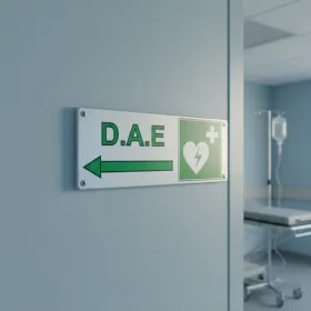 Panneau défibrillateur flèche gauche – Signalétique sécurité