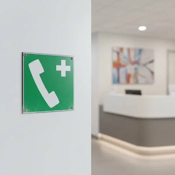 EOO4 Téléphone de secours : Panneau évacuation & sortie de secours