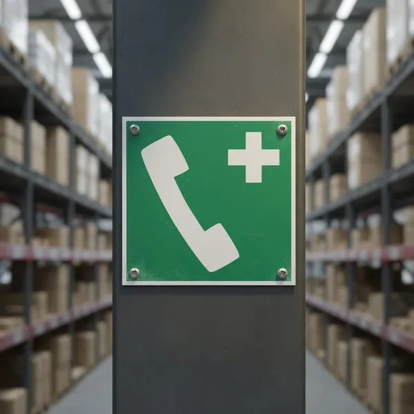 EOO4 Téléphone de secours : Panneau évacuation & sortie de secours