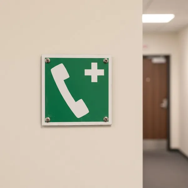 EOO4 Téléphone de secours : Panneau évacuation & sortie de secours