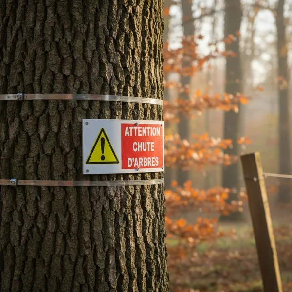 Panneau danger attention chute d'arbres – Panneau risque de chute