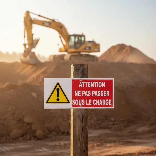 Panneau danger charge suspendue – Ne pas passer sous la charge