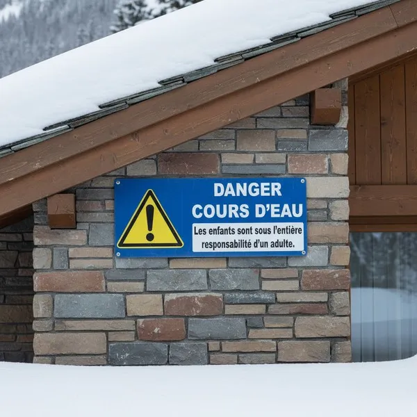 Panneau Danger cours d'eau – Enfants sous surveillance adulte