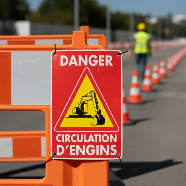 Panneau Danger Circulation d'engins – Panneau attention Danger
