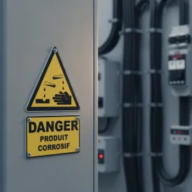 W023 Danger Produit corrosif – Panneau attention Danger