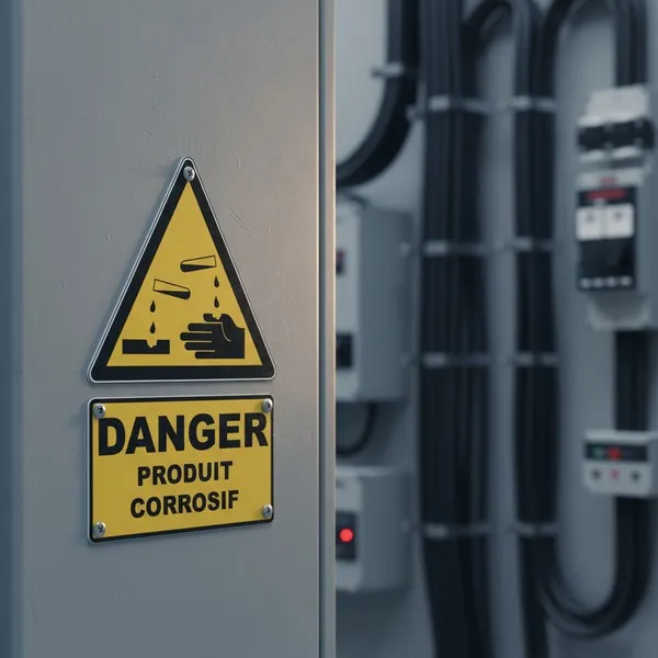 W023 Danger Produit corrosif – Panneau attention Danger