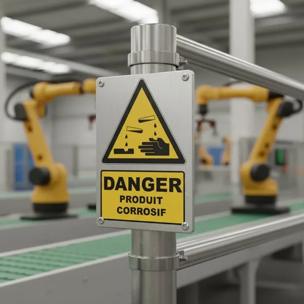 W023 Danger Produit corrosif – Panneau attention Danger