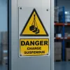 W015 Danger Charges suspendues – Panneau attention Danger