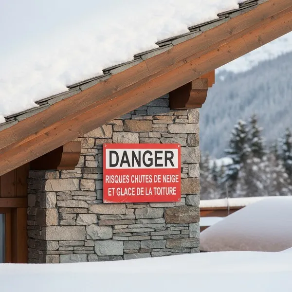 Panneau danger chute de neige et glace toiture | Signalétique sécurité