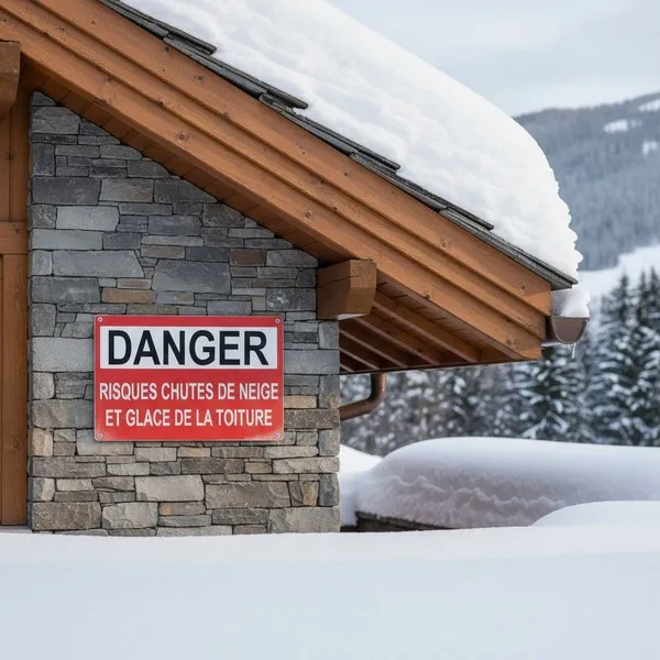 Panneau danger chute de neige et glace toiture | Signalétique sécurité
