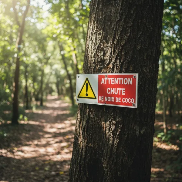 Panneau danger chutes de noix de coco extérieur – Achat en ligne