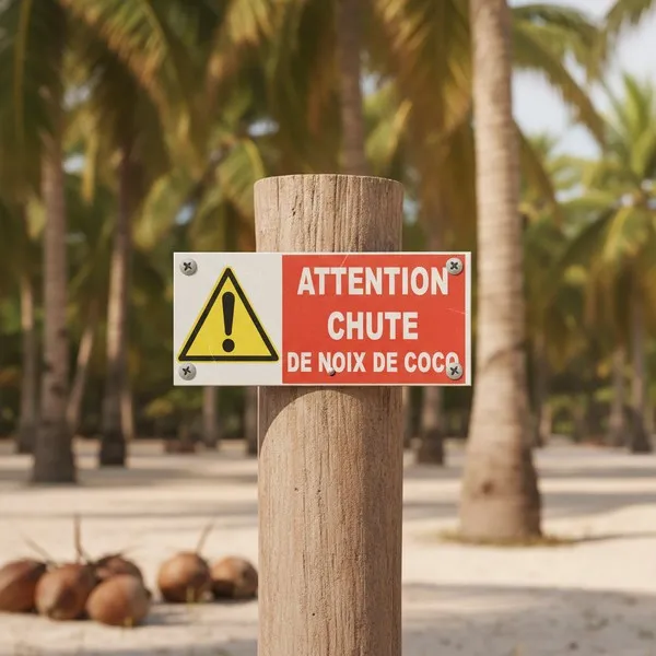 Panneau danger chutes de noix de coco extérieur – Achat en ligne