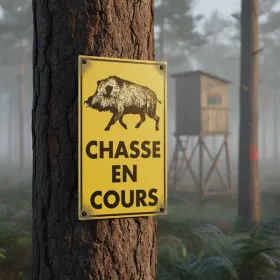 Panneau Chasse en cours aux sangliers – Panneau attention Danger