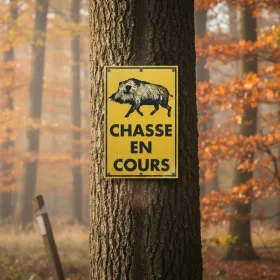 Panneau Chasse en cours aux sangliers – Panneau attention Danger