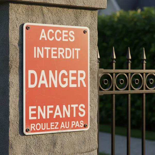 Panneau Accès interdit danger enfants roulez au pas
