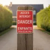 Panneau Accès interdit danger enfants roulez au pas