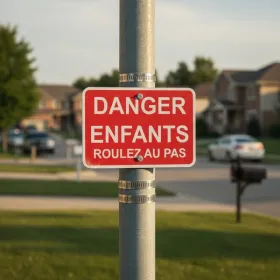 Panneau Danger enfants roulez au pas – Panneau danger enfants
