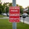 Panneau Chemin privé danger enfants roulez au pas