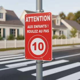 Panneau signalisation enfants ralentir 10 km/h zone résidentielle