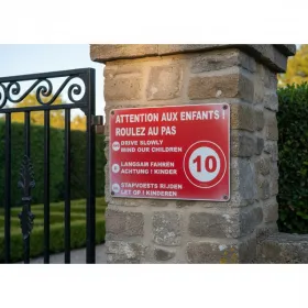 Panneau signalétique Attention enfants ralentir zone 10 km/h