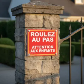 Panneau Roulez au Pas Attention Enfants Sécurité Aire de Jeux