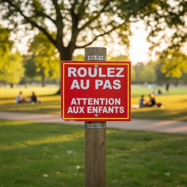 Panneau Roulez au Pas Attention Enfants Sécurité Aire de Jeux